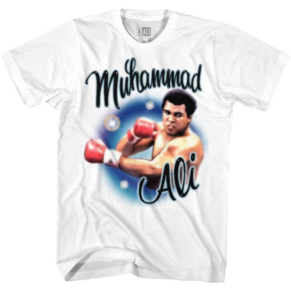 Muhammad Ali Airbrush Punch White Adult T Shirt